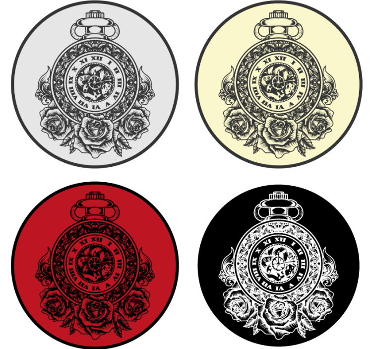 Vintage pocket watch roses podstavki za kozarce - TenStickers