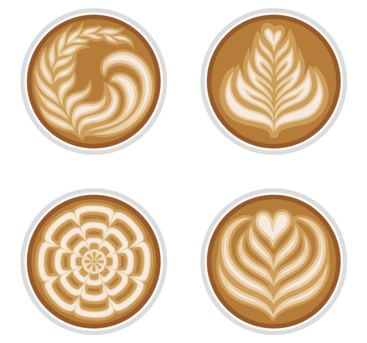 Latte art patterns podstavek za kozarce geeky - TenStickers