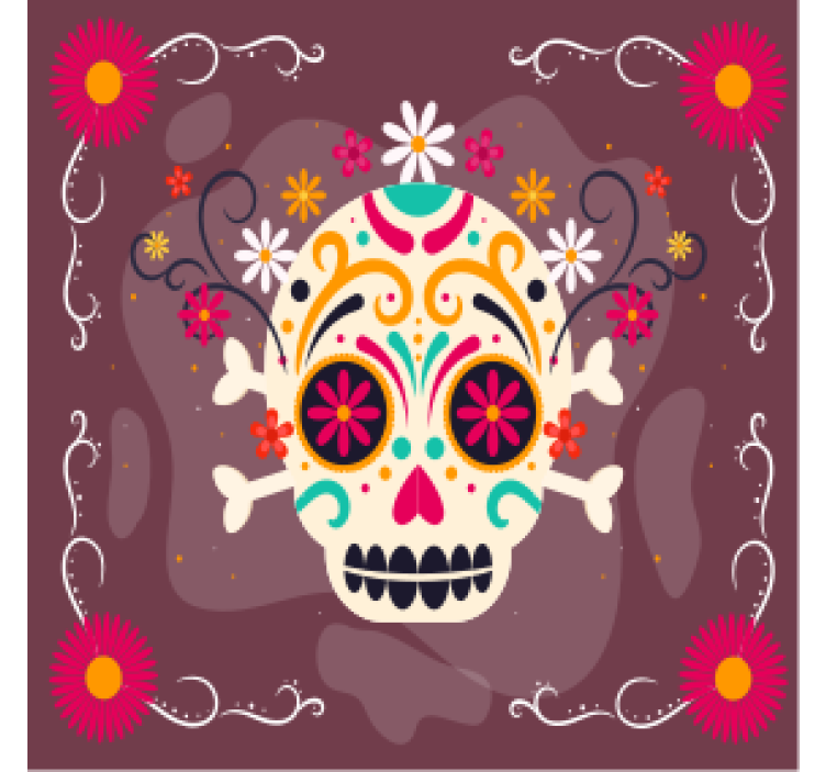 Colorful skull motif podstavek za kozarce halloween - TenStickers