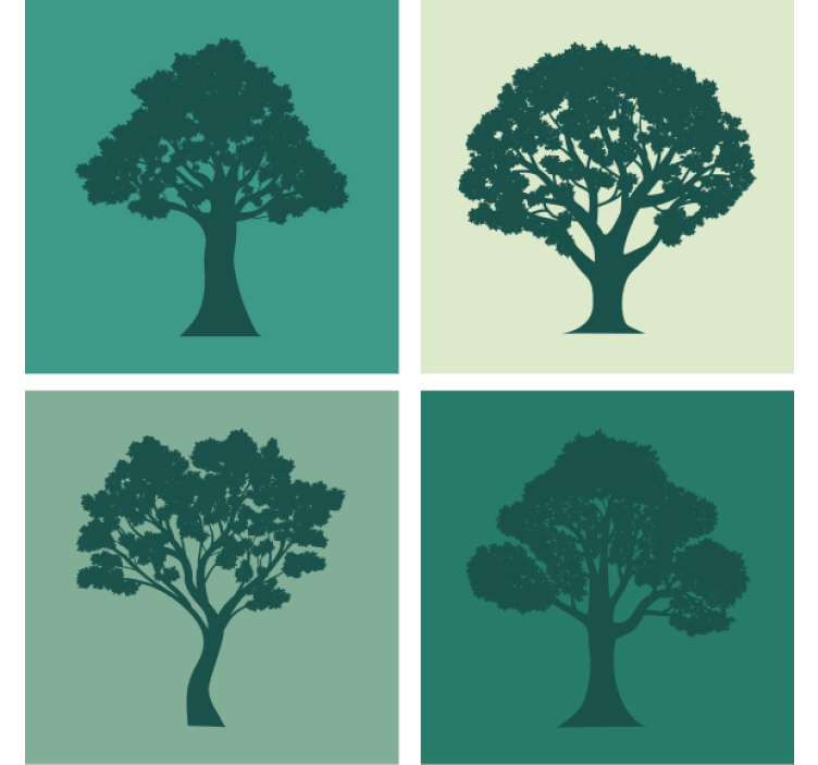 Silhouette trees collection podstavki z teksturo - TenStickers