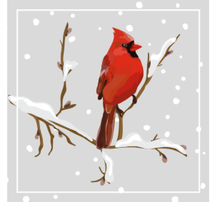 Cardinal on snowy branch božične podstavke za kozarce - TenStickers