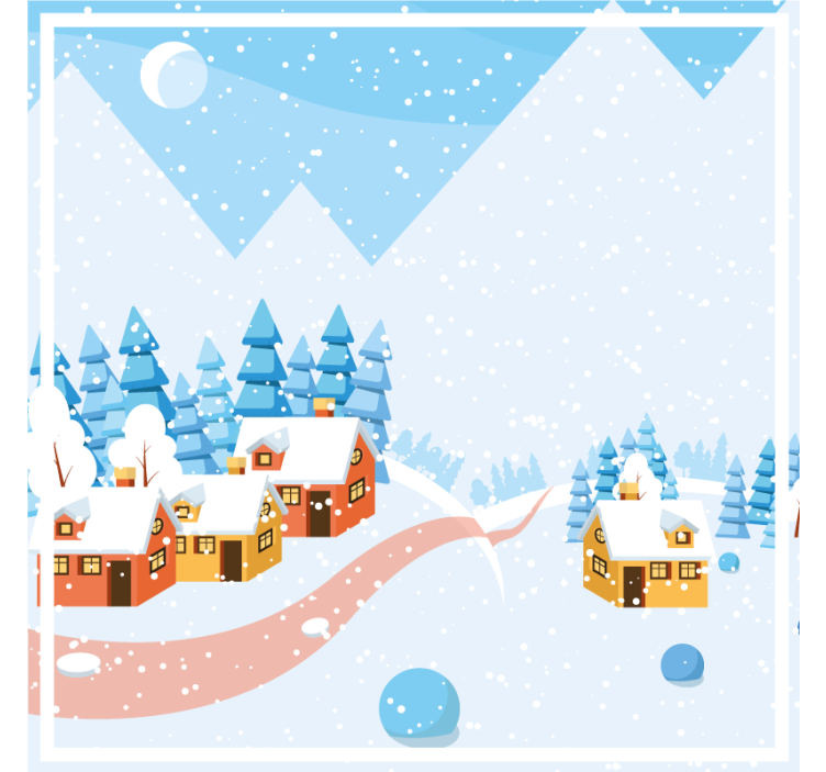 Božični podstavki za kozarce snowy village scene - TenStickers