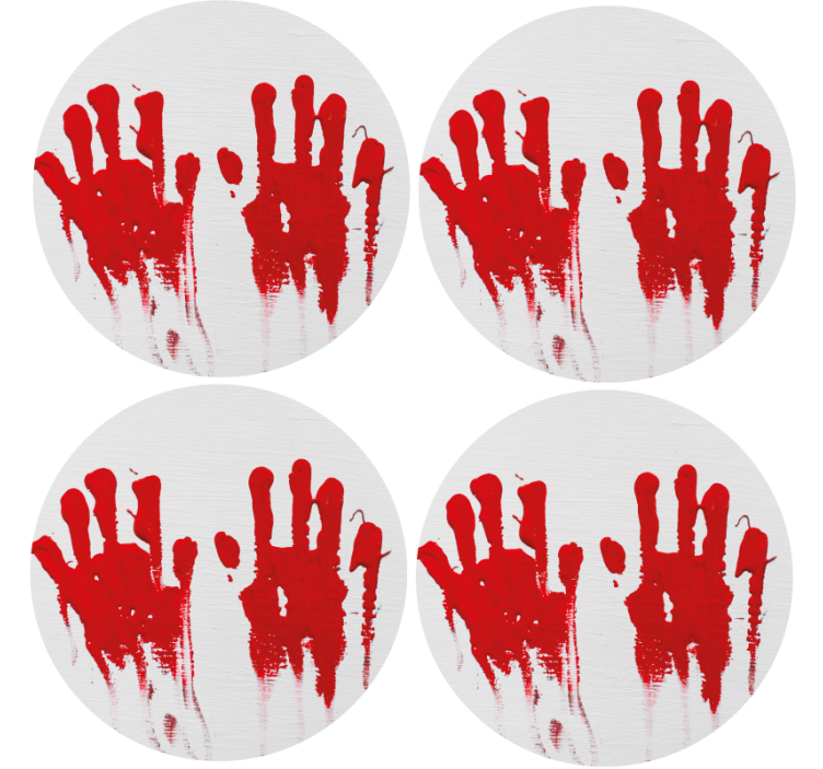 Red handprint pattern podstavek za kozarce halloween - TenStickers