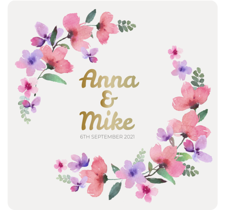 Floral couple monogram podstavki za poročna - TenStickers
