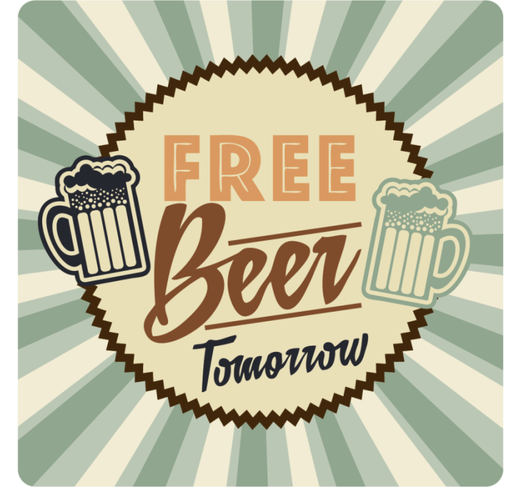 Retro free beer announcement podstavek za kozarce - TenStickers