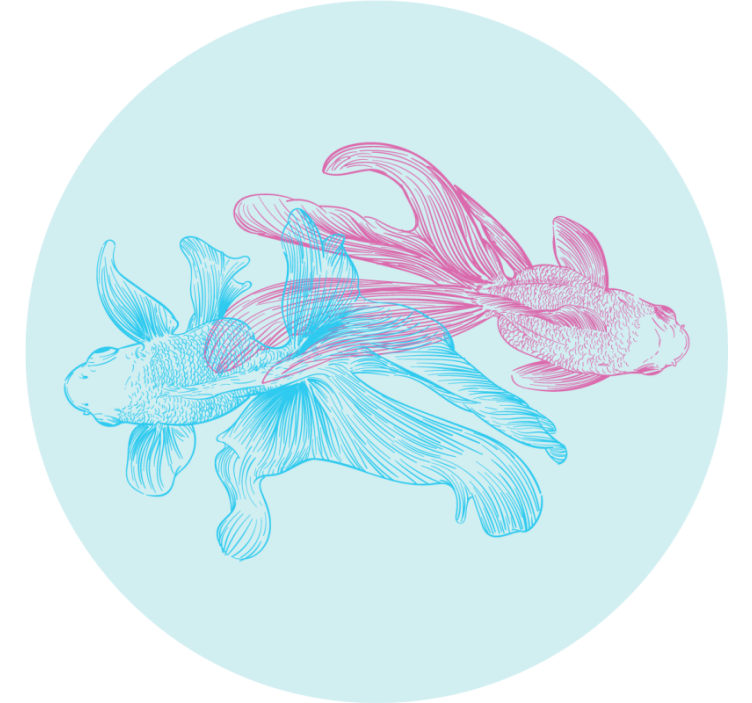 Dual-colored fish illustrations geeky podstavek za kozarce - TenStickers