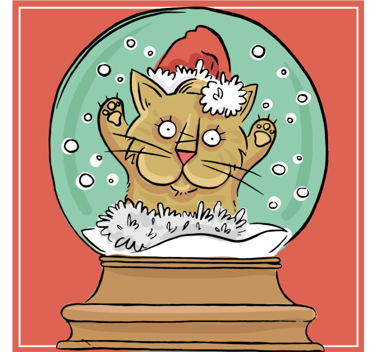 Festive cat snow globe božične podstavke za kozarce - TenStickers