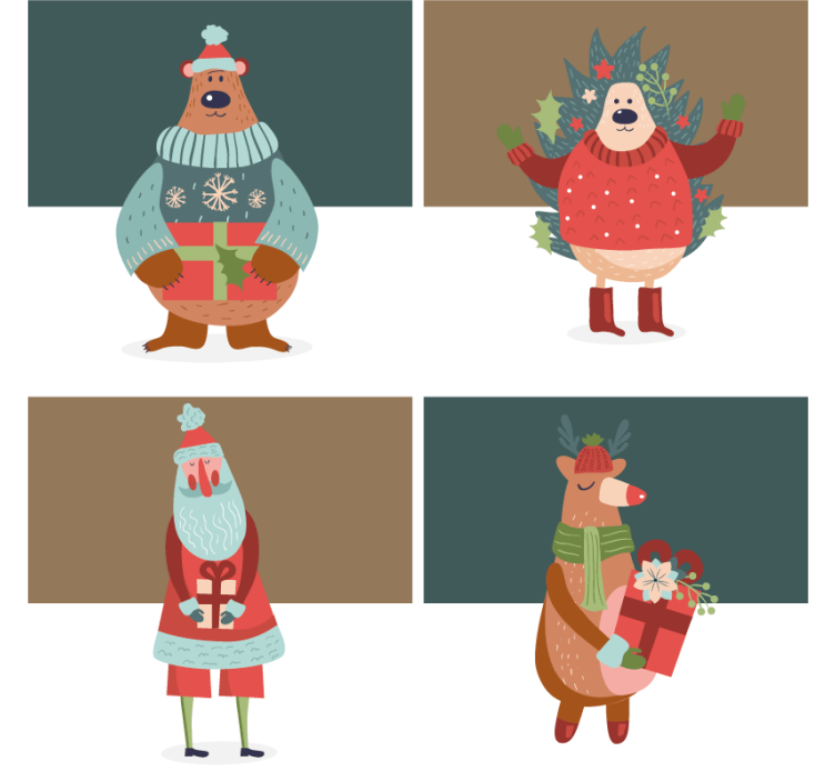 Festive characters collection božični podstavki za kozarce - TenStickers