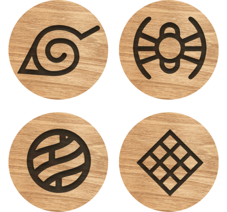 Symbolic wooden circles podstavek za kozarce geeky - TenStickers