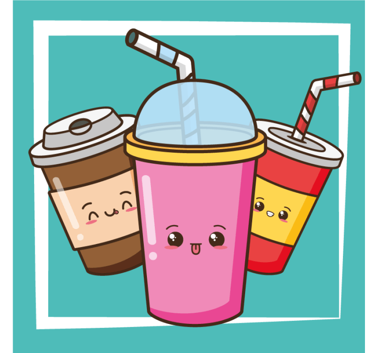 Playful beverage characters za geeky podstavke - TenStickers