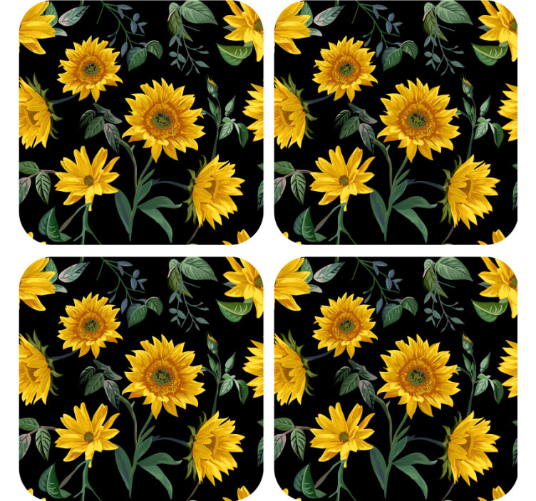 Sunflower floral pattern sodobni podstavki za kozarce - TenStickers