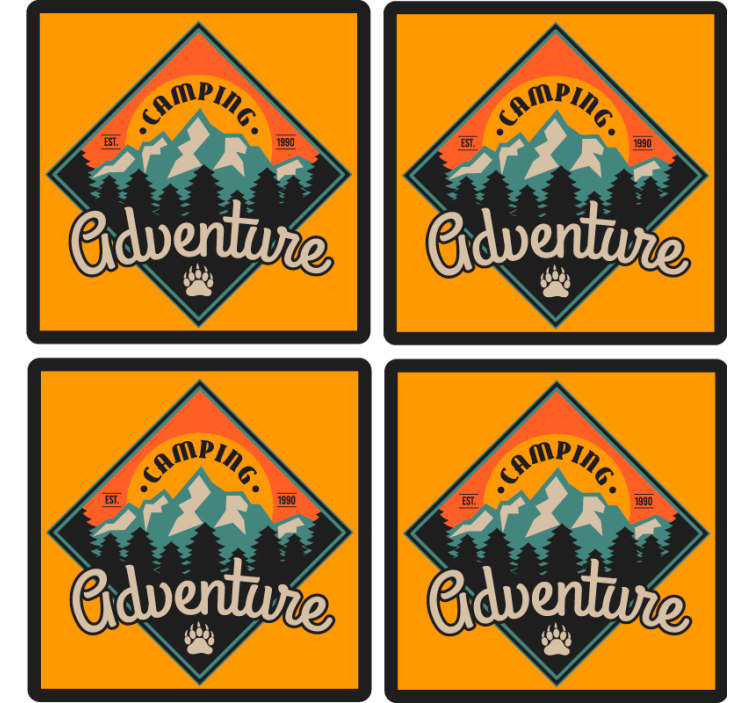 Camping adventure badge podstavek za kozarce s citati - TenStickers