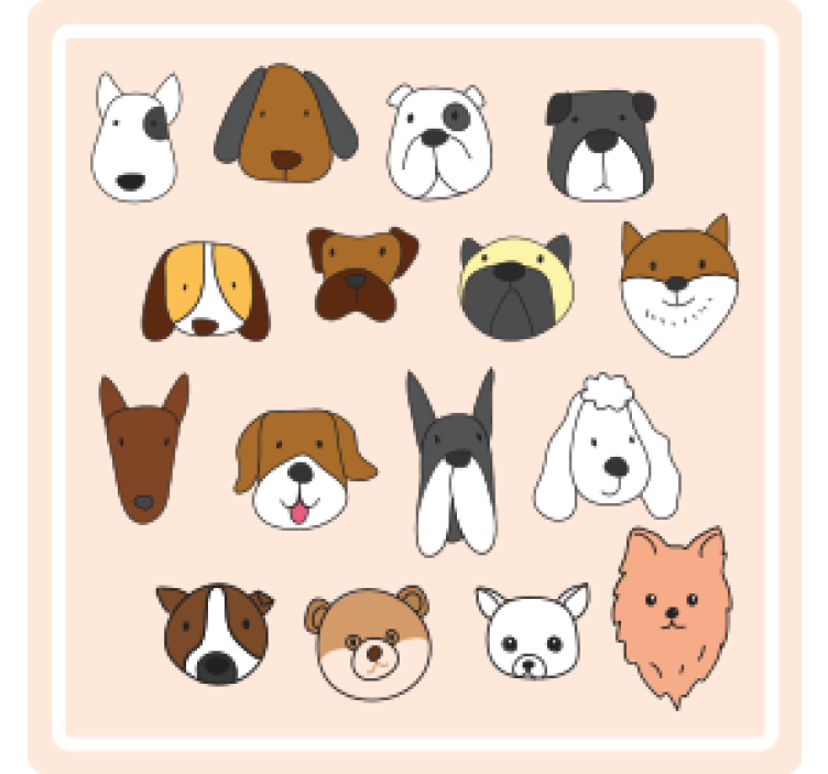 Cute animal faces podstavek za kozarce - TenStickers