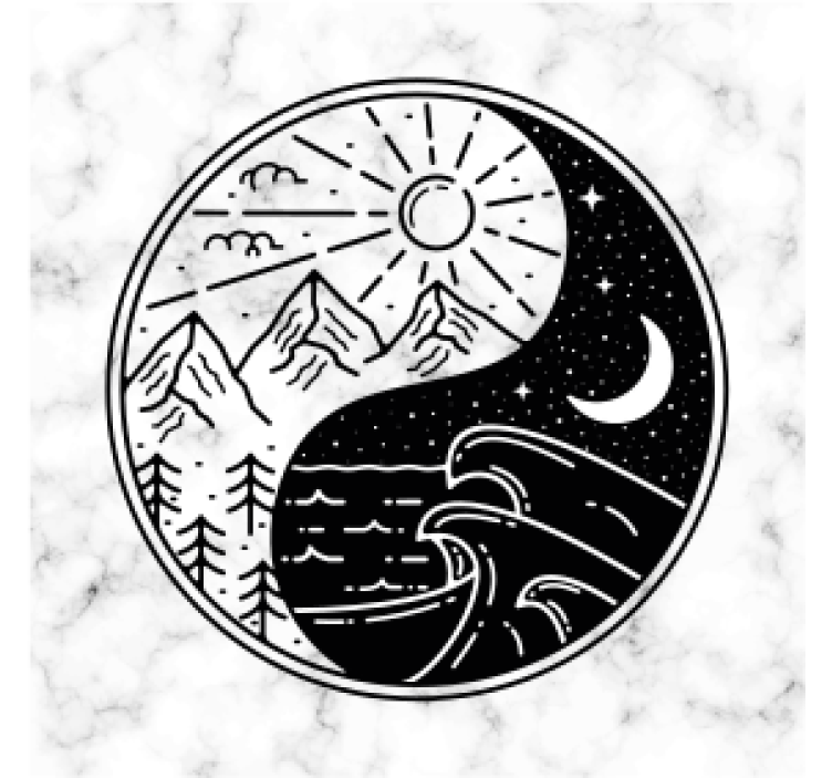 Mountain and wave contrast geeky podstavek za kozarce - TenStickers