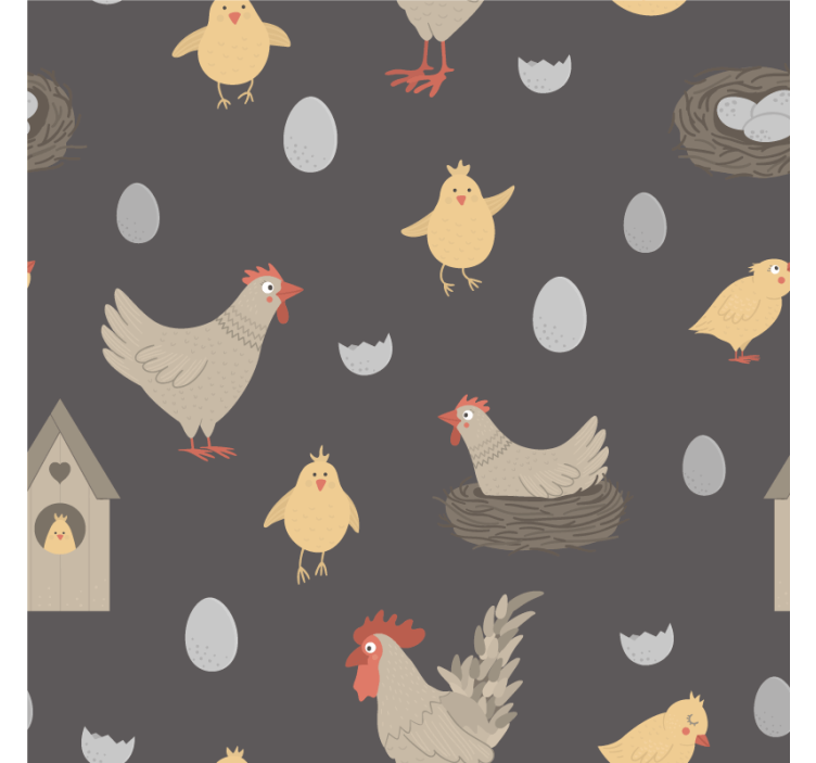 Chickens and eggs pattern geeky podstavek za kozarce - TenStickers
