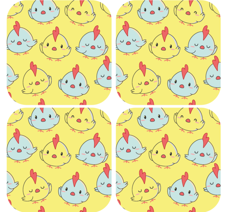 Cute chicken faces podstavek za kozarce - TenStickers