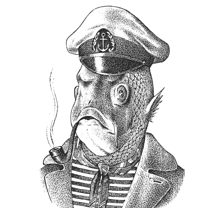 Captain fish character podstavek za kozarce - TenStickers