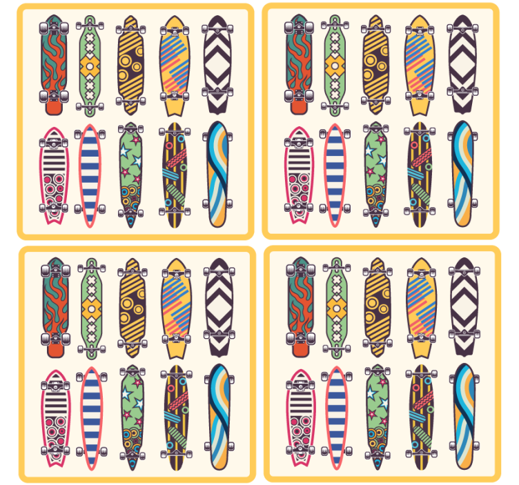 Barviti vzorci skateboardov podstavek za kozarce - TenStickers