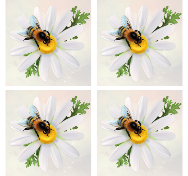 Bela roža s čebelo moderno vinilno podstavko - TenStickers