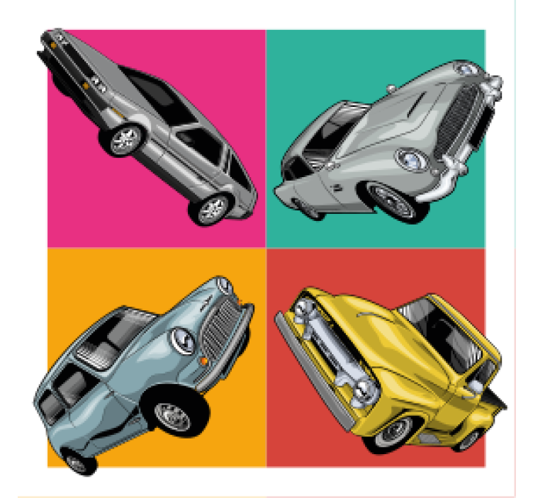 Classic car quartet podstavki za kozarce vintage - TenStickers
