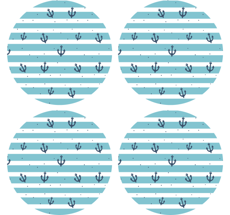 Nautical stripe anchor pattern podstavek za kozarce - TenStickers