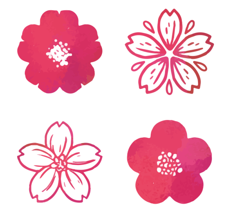 Pink floral elements sodobni podstavki za kozarce - TenStickers