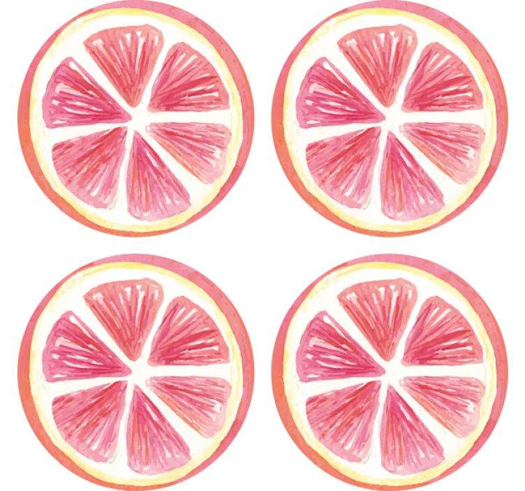 Outlined pink citrus slices podstavek za kozarce - TenStickers