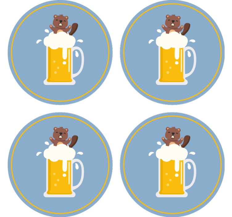 Cheerful beaver mug podstavek za kozarce pivski - TenStickers
