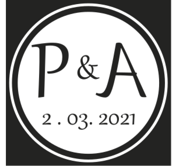 Zaročenca začetnice z datumom poročni podstavek - TenStickers