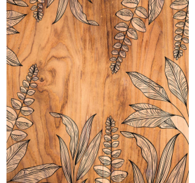 Naravna lesena tekstura s cvetličnim vzorcem podstavki - TenStickers