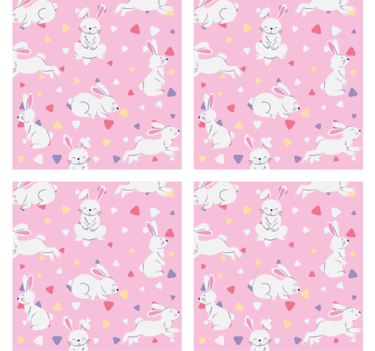 Playful bunny patterns personalizirani podstavki - TenStickers