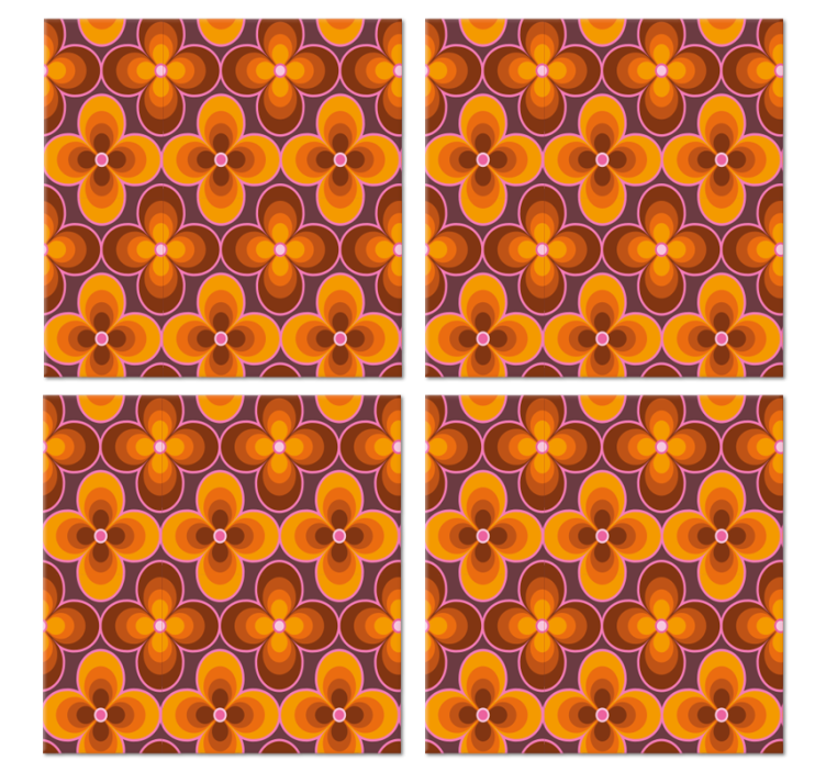 Cvetlični retro groovy vzorec vintage coaster - TenStickers