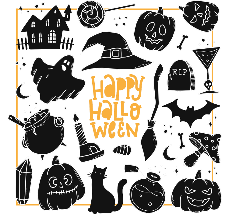 Spooky halloween illustrations podstavek za kozarce - TenStickers