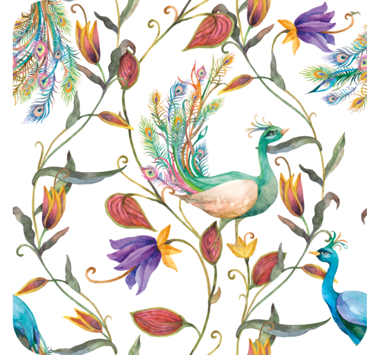 Peacock floral motif geeky podstavek za kozarce - TenStickers
