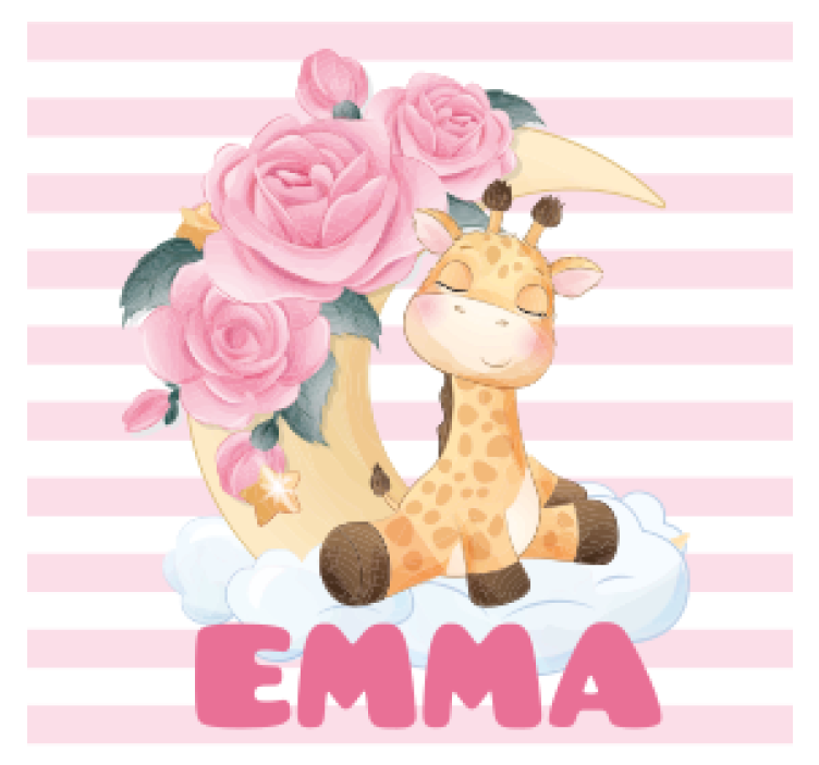 Giraffe with floral crescent personalizirani podstavki - TenStickers