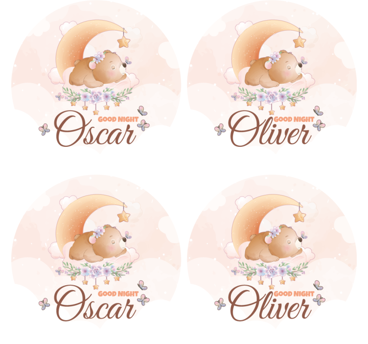 Cute bear bedtime theme personalizirani podstavki - TenStickers