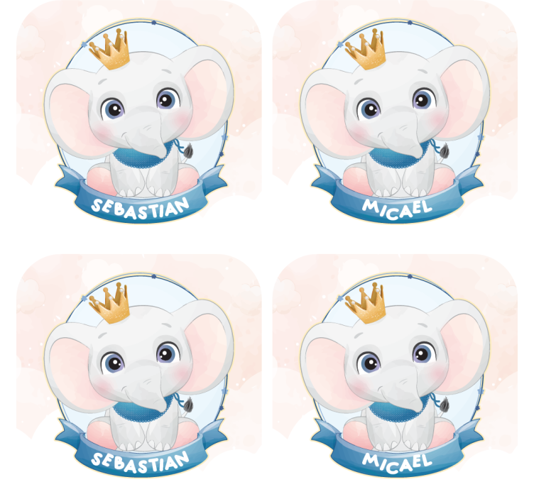 Elephant character portraits personalizirani podstavki - TenStickers