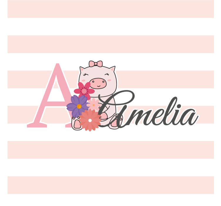 Playful piglet with flowers personalizirani podstavki - TenStickers
