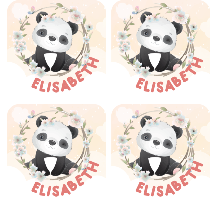 Panda with floral accents personalizirani podstavki - TenStickers
