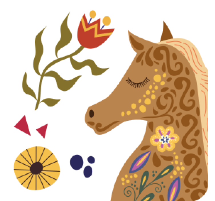 Stylized horse profile geeky podstavek za kozarce - TenStickers