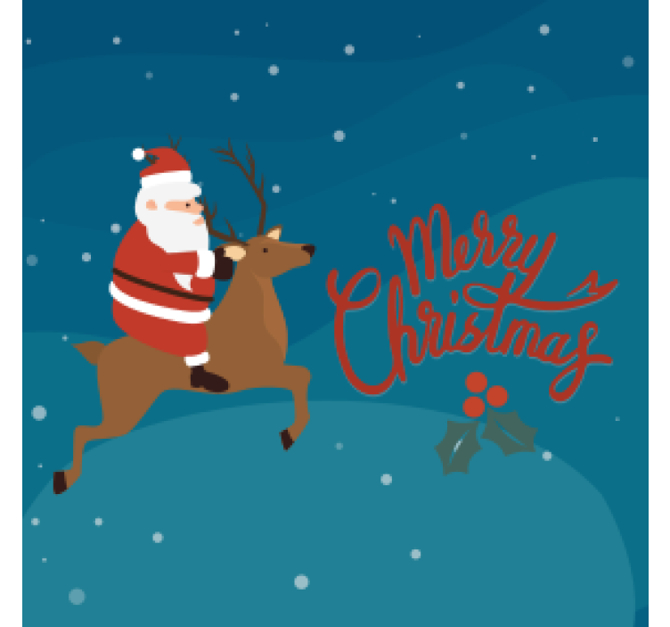 Santa riding reindeer božični podstavki za kozarce - TenStickers