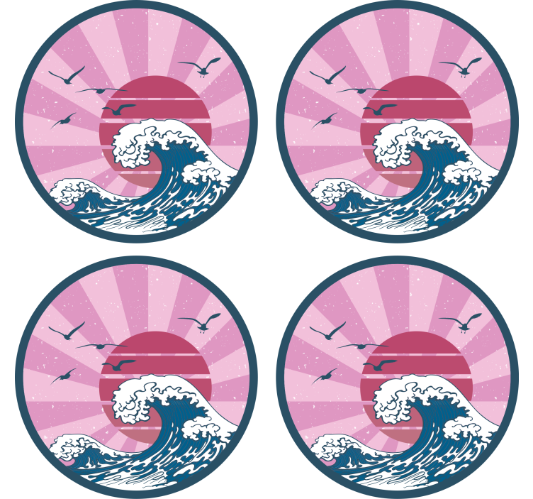 Retro ocean waves design geeky podstavek za kozarce - TenStickers