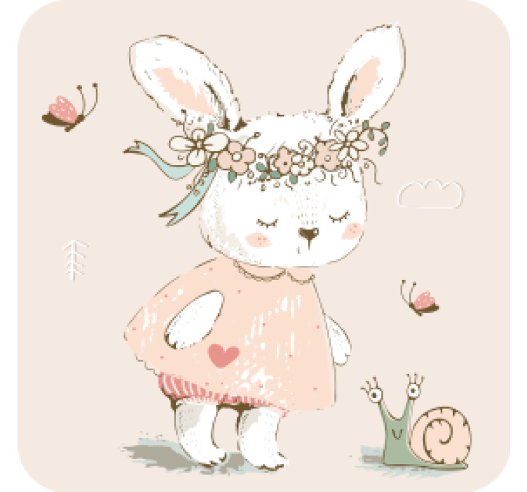 Whimsical bunny character podstavek za kozarce - TenStickers