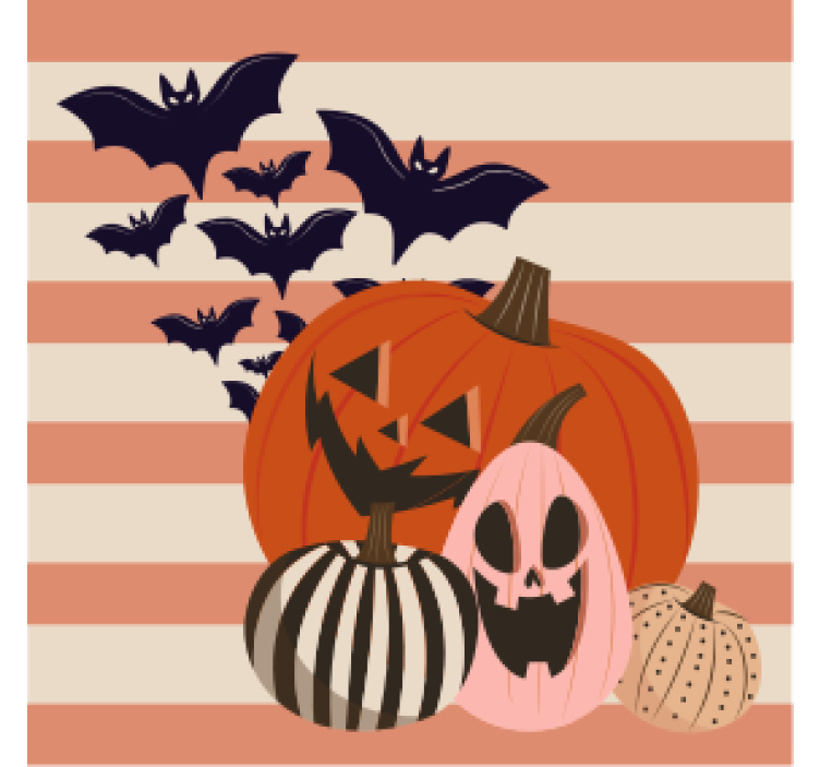 Pumpkin trio with bats podstavek za kozarce halloween - TenStickers
