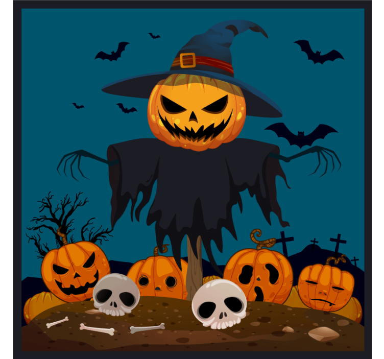 Scarecrow pumpkin scene podstavek za kozarce halloween - TenStickers