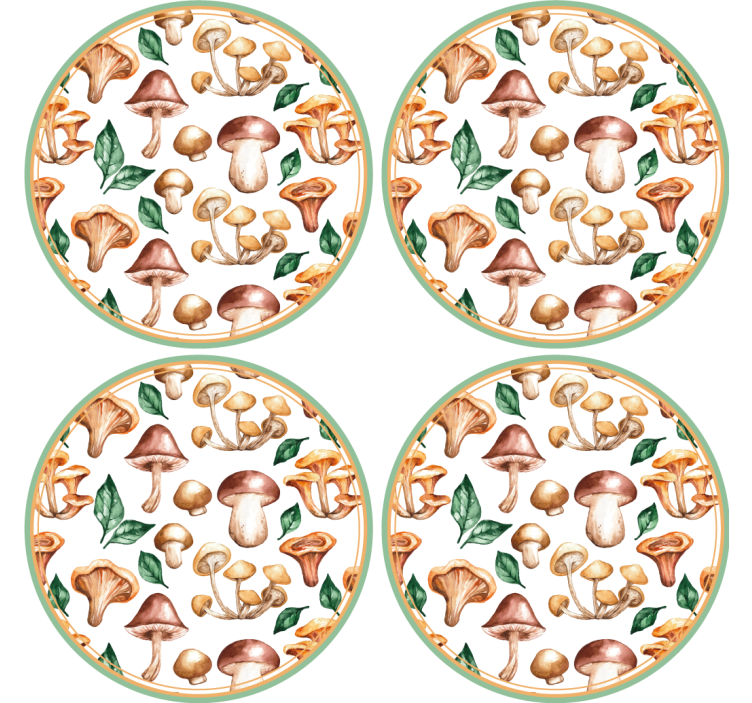 Mushroom pattern elements podstavek za kozarce - TenStickers