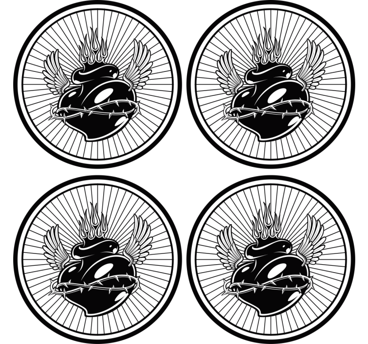 Winged heart with thorns geeky podstavek za kozarce - TenStickers