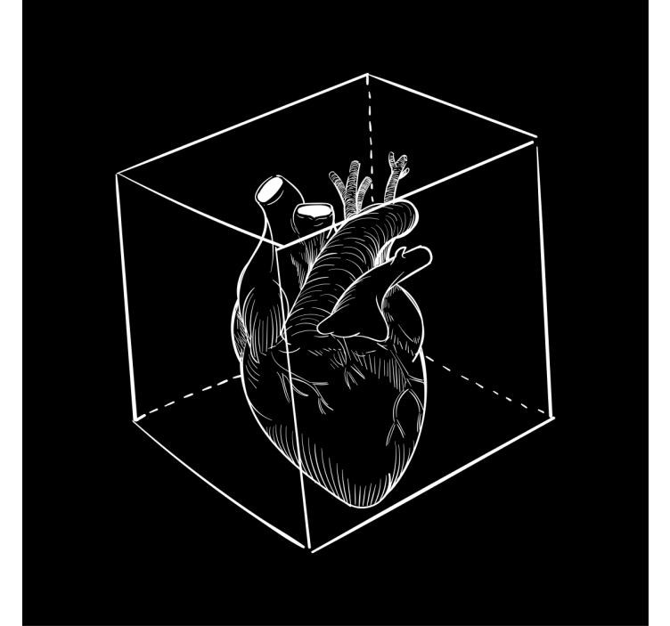 Heart in 3d cube geeky podstavek za kozarce - TenStickers