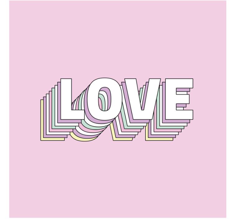 Pink and white love typography podstavek za kozarce - TenStickers