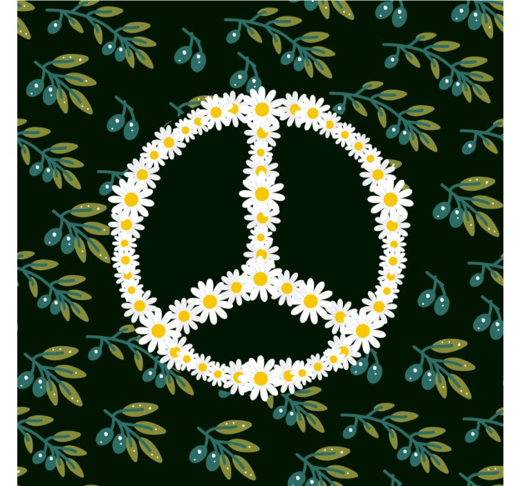 Floral peace symbol geeky podstavek za kozarce - TenStickers